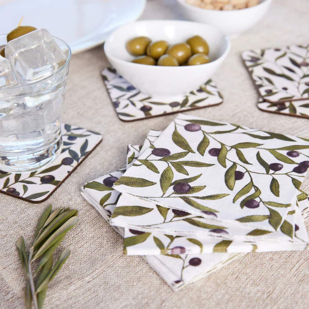 Rock Flower Paper Olives Printed Paper Cocktail Napkins (Pack of 25)