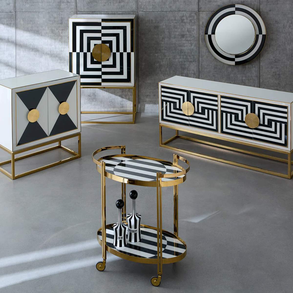 Jonathan Adler Op Art Bar Cart