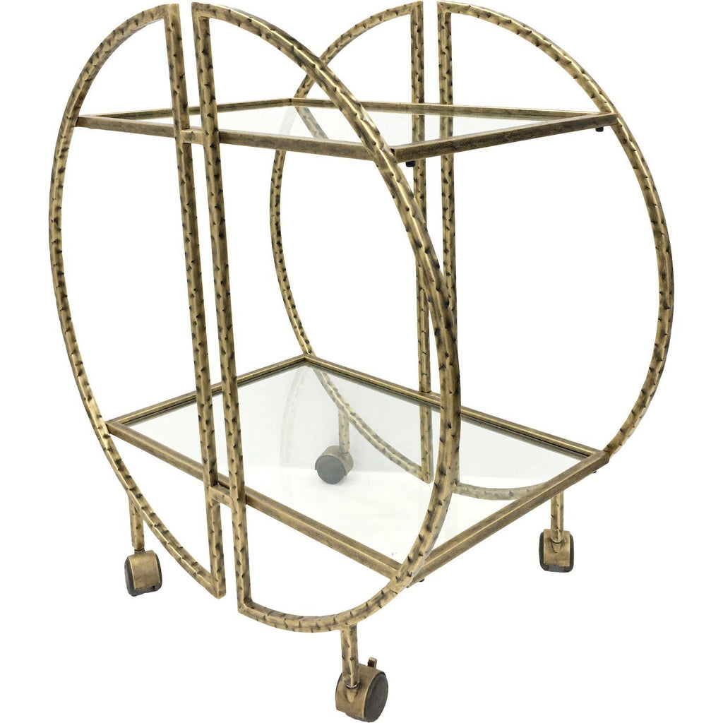 Orb Gold Hammered Drinks Trolley Table-Beaumonde