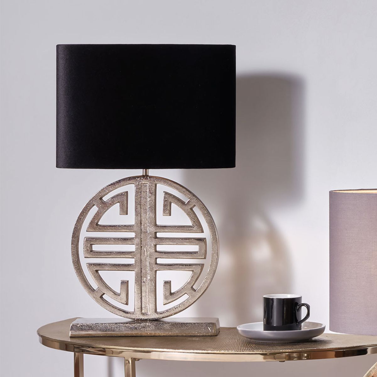 Pacific Lifestyle Orla Shiny Silver Metal Statement Circle Table Lamp Base
