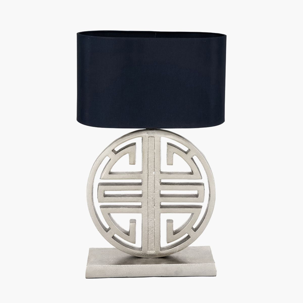 Pacific Lifestyle Orla Shiny Silver Metal Statement Circle Table Lamp Base