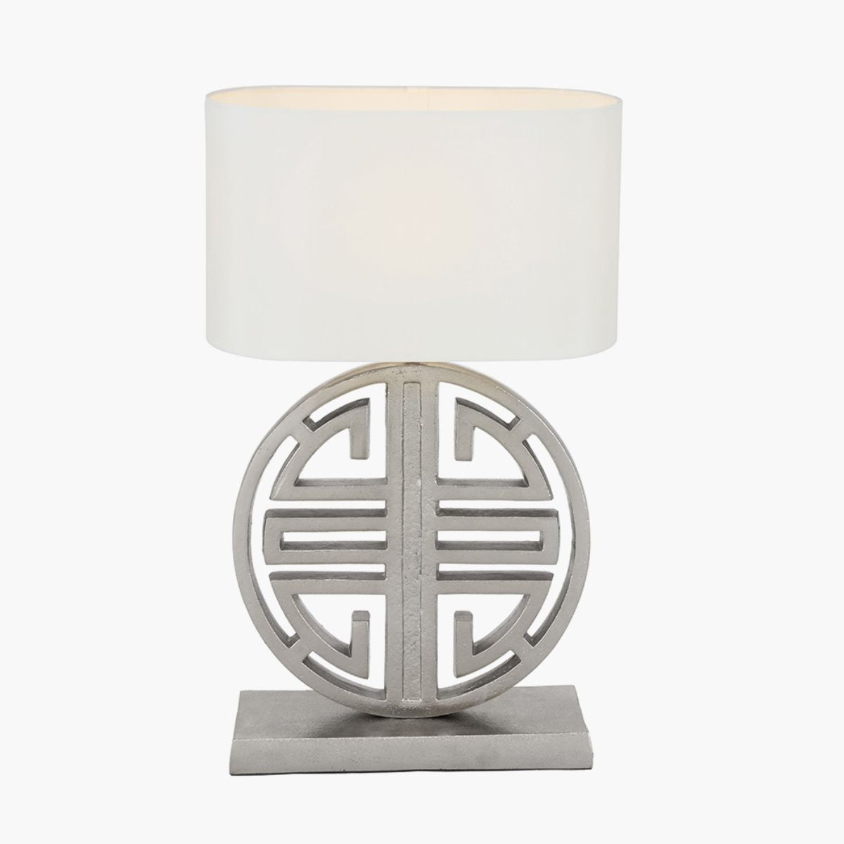 Pacific Lifestyle Orla Shiny Silver Metal Statement Circle Table Lamp Base