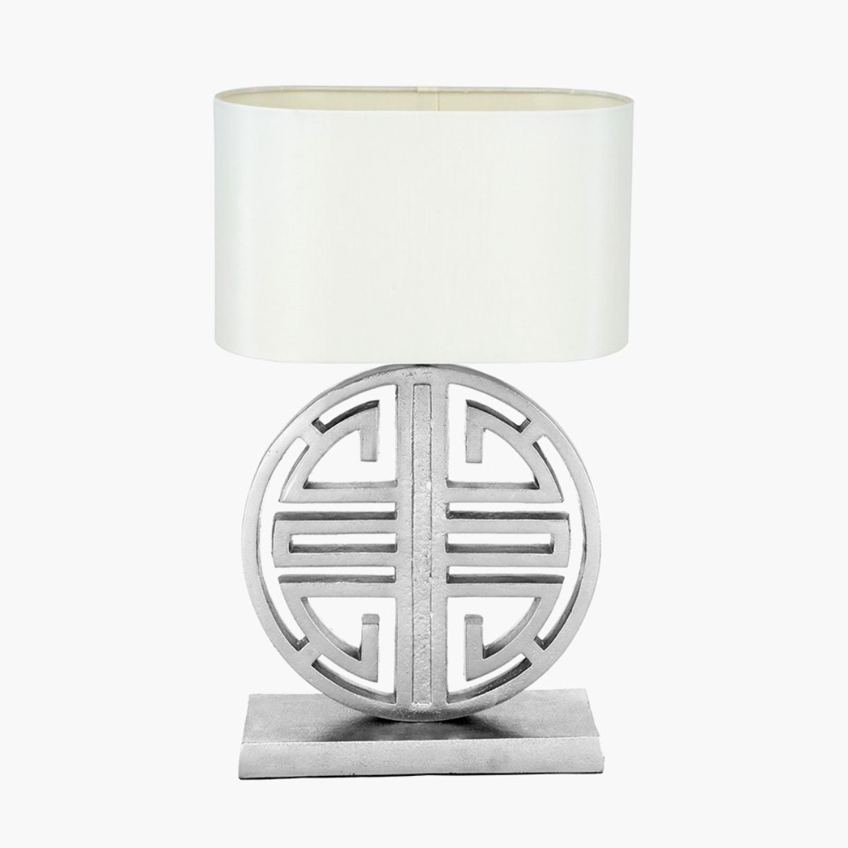 Pacific Lifestyle Orla Shiny Silver Metal Statement Circle Table Lamp Base
