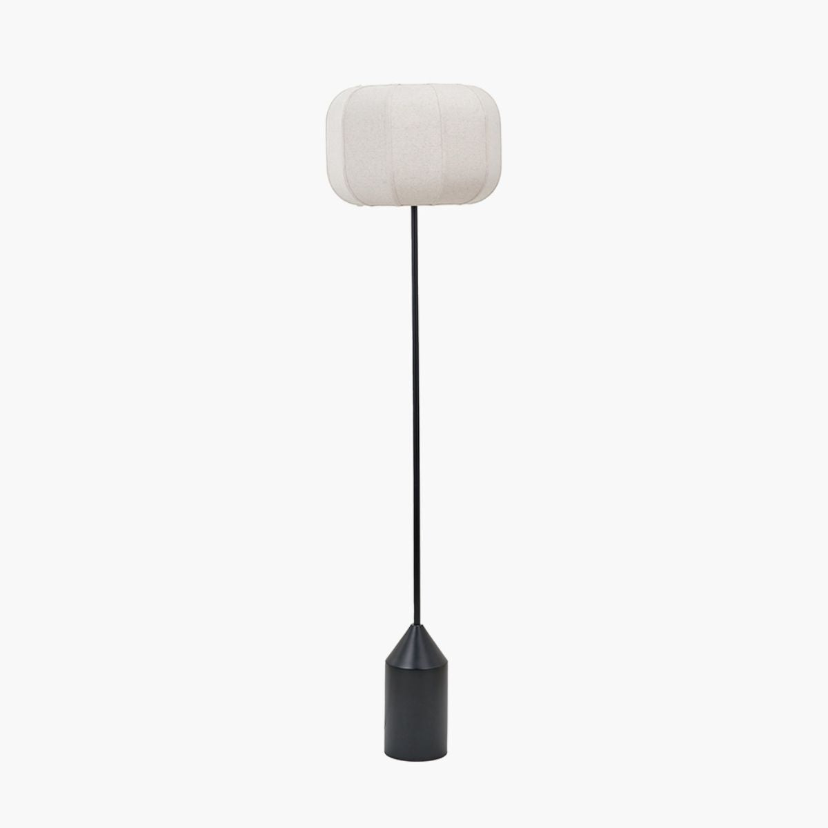Pacific Lifestyle Oscar Black Metal and Natural Linen Structured Floor Lamp