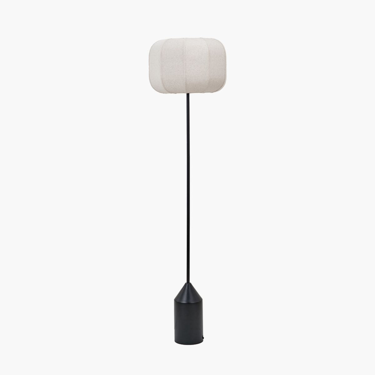 Pacific Lifestyle Oscar Black Metal and Natural Linen Structured Floor Lamp