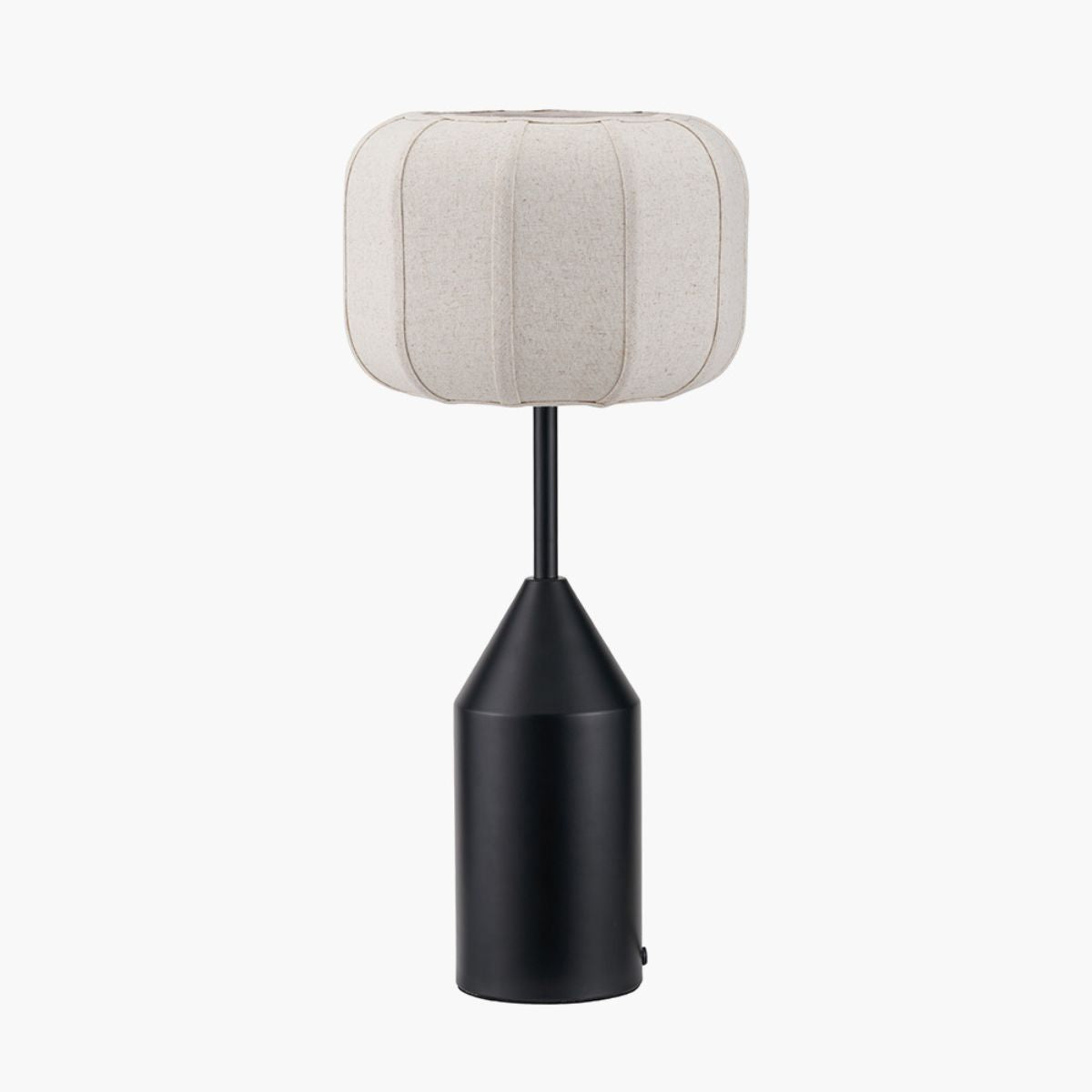 Pacific Lifestyle Oscar Black Metal and Natural Linen Structured Table Lamp