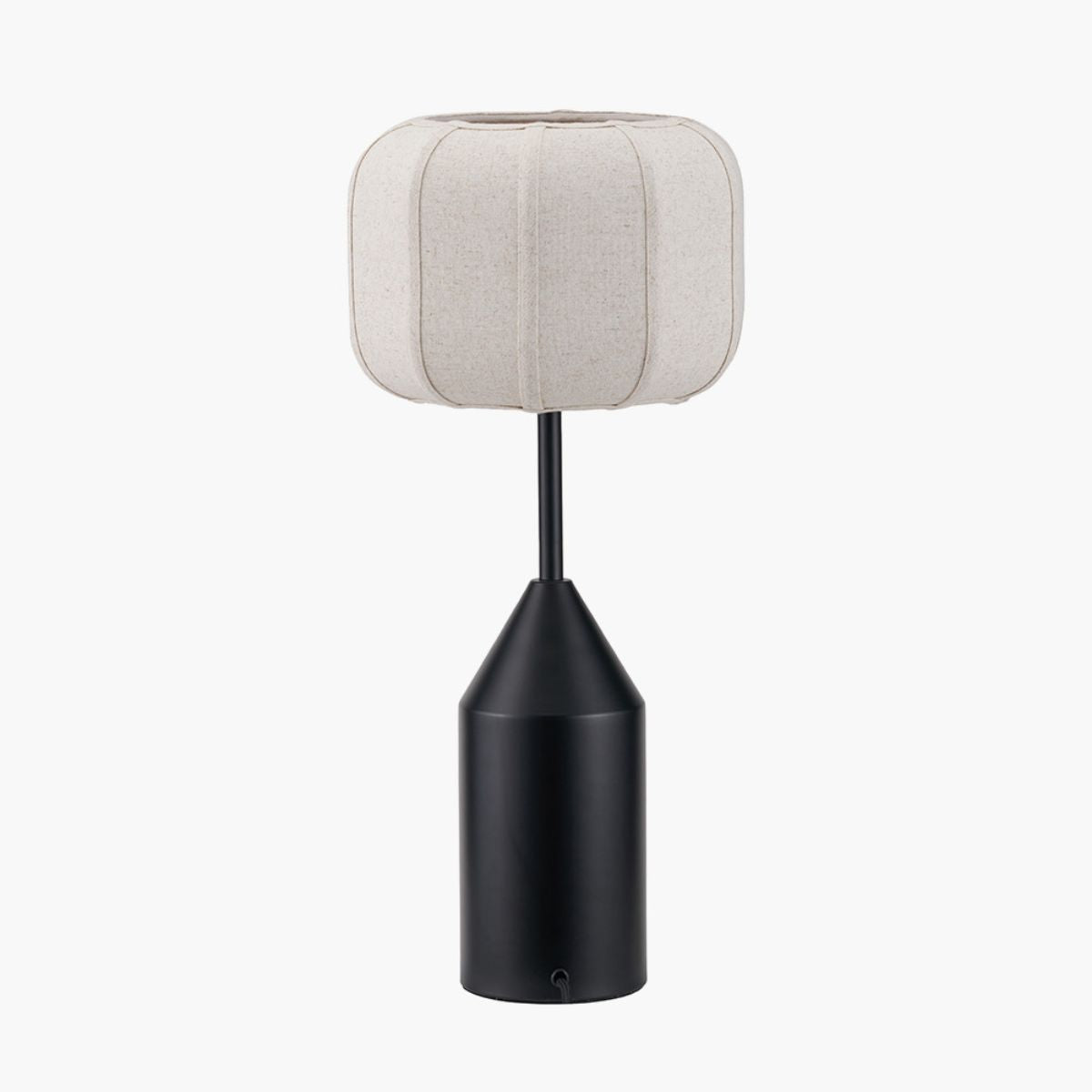 Pacific Lifestyle Oscar Black Metal and Natural Linen Structured Table Lamp