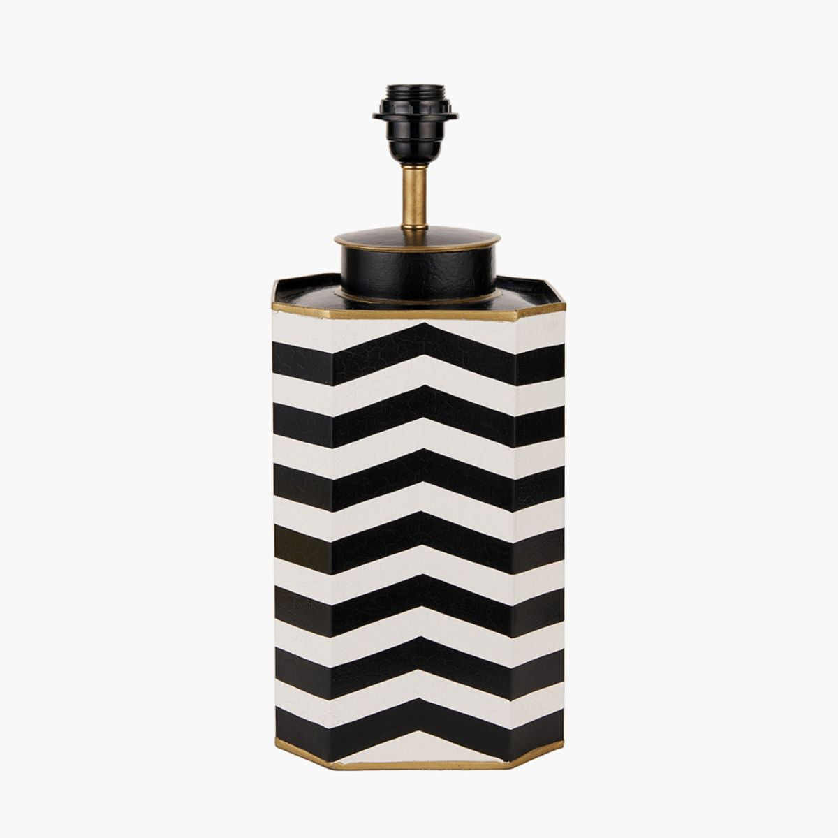 Pacific Lifestyle Oskar Black and White Chevron Hand Painted Metal Table Lamp Base