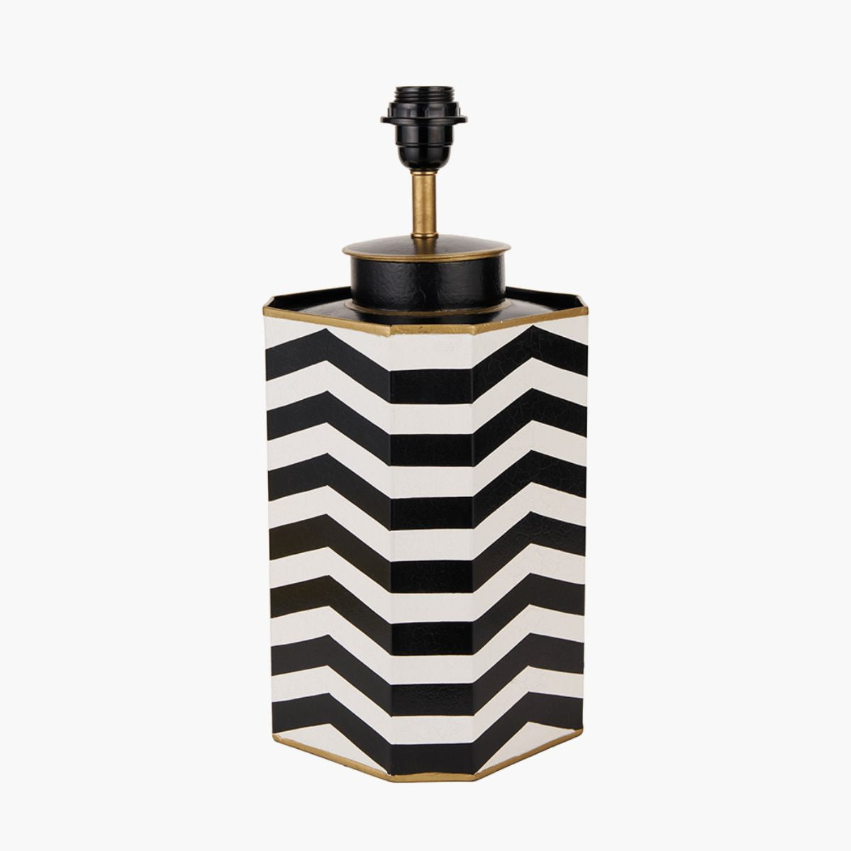 Pacific Lifestyle Oskar Black and White Chevron Hand Painted Metal Table Lamp Base