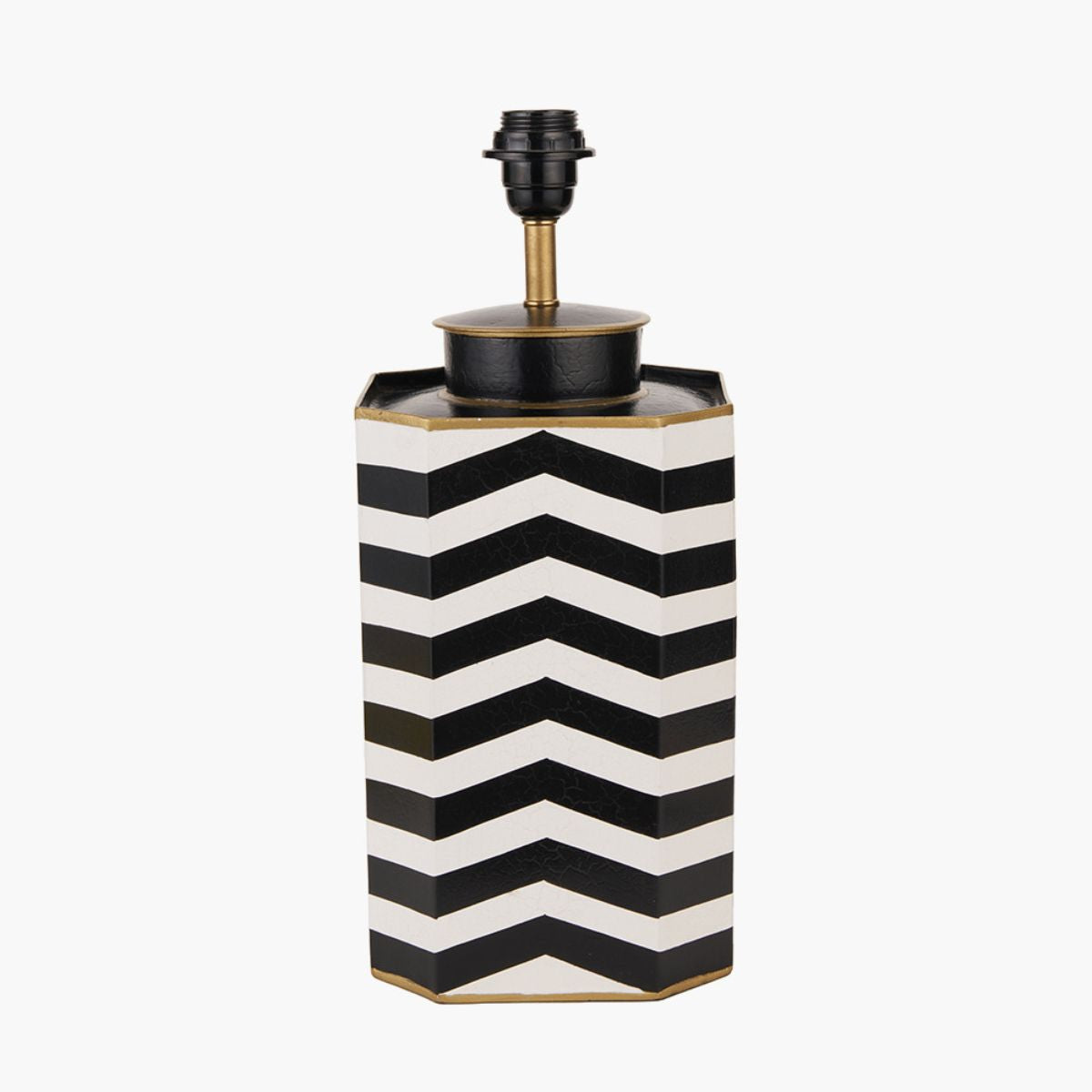 Pacific Lifestyle Oskar Black and White Chevron Hand Painted Metal Table Lamp Base