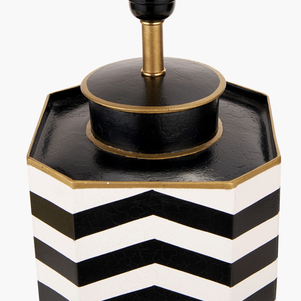 Pacific Lifestyle Oskar Black and White Chevron Hand Painted Metal Table Lamp Base