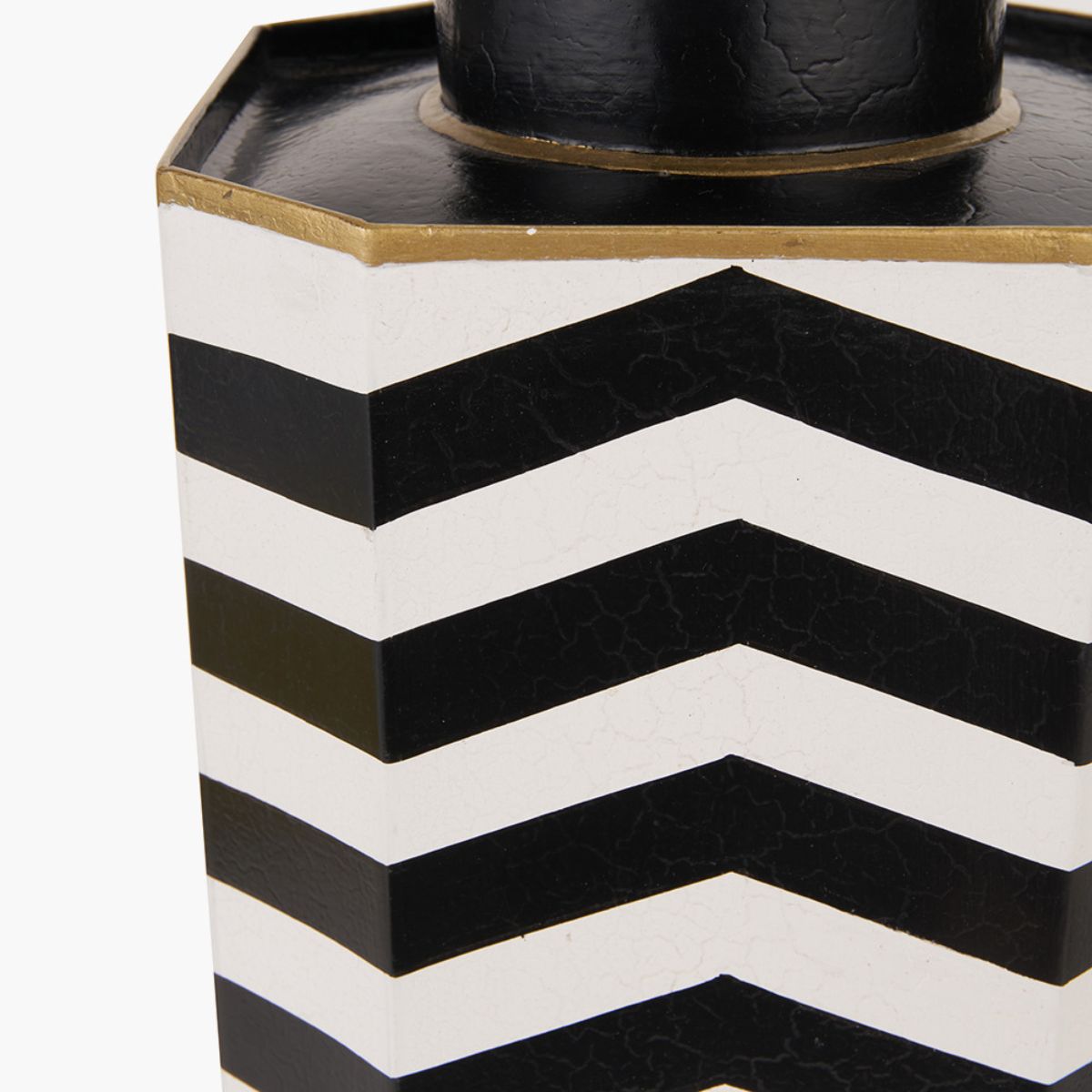 Pacific Lifestyle Oskar Black and White Chevron Hand Painted Metal Table Lamp Base