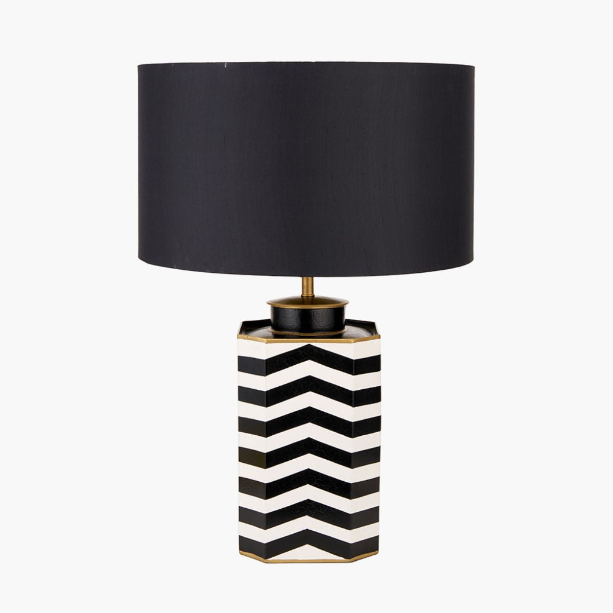 Pacific Lifestyle Oskar Black and White Chevron Hand Painted Metal Table Lamp Base