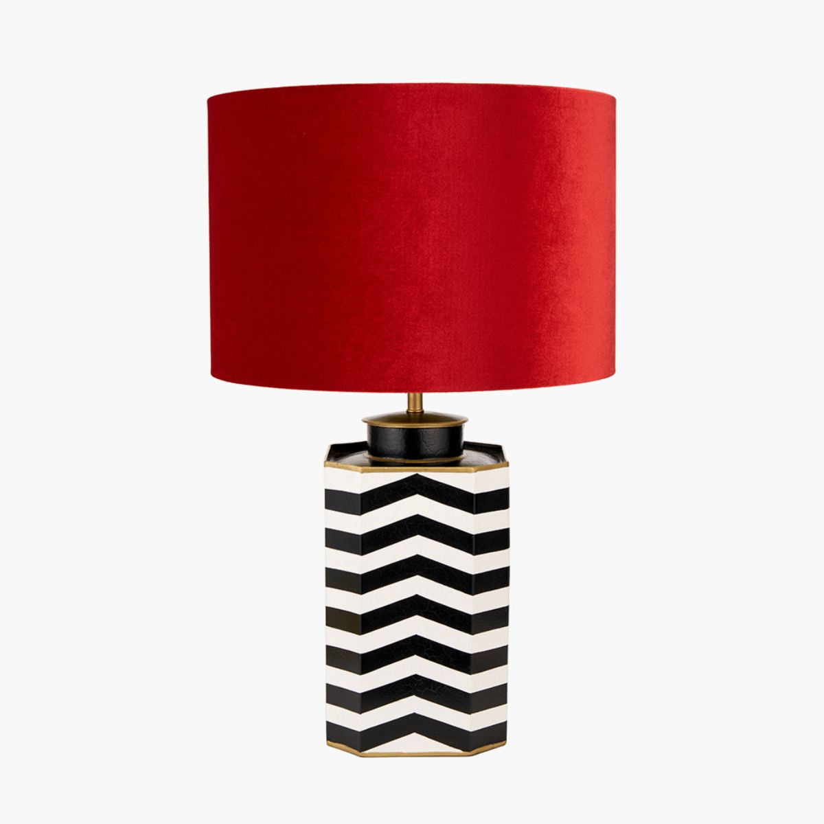 Pacific Lifestyle Oskar Black and White Chevron Hand Painted Metal Table Lamp Base