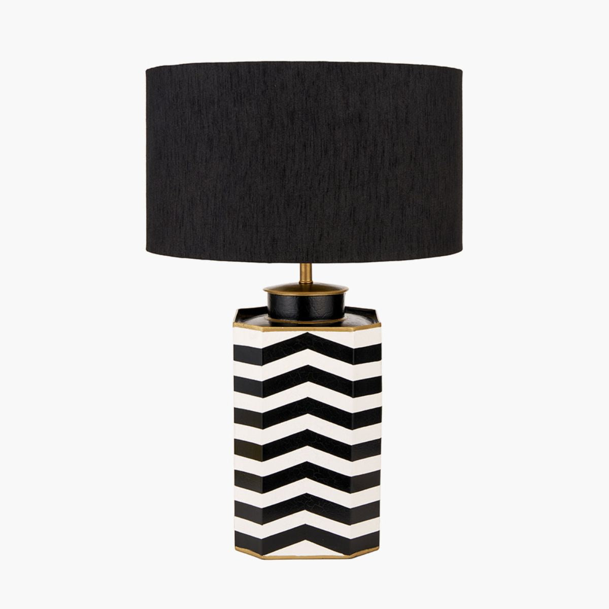 Pacific Lifestyle Oskar Black and White Chevron Hand Painted Metal Table Lamp Base