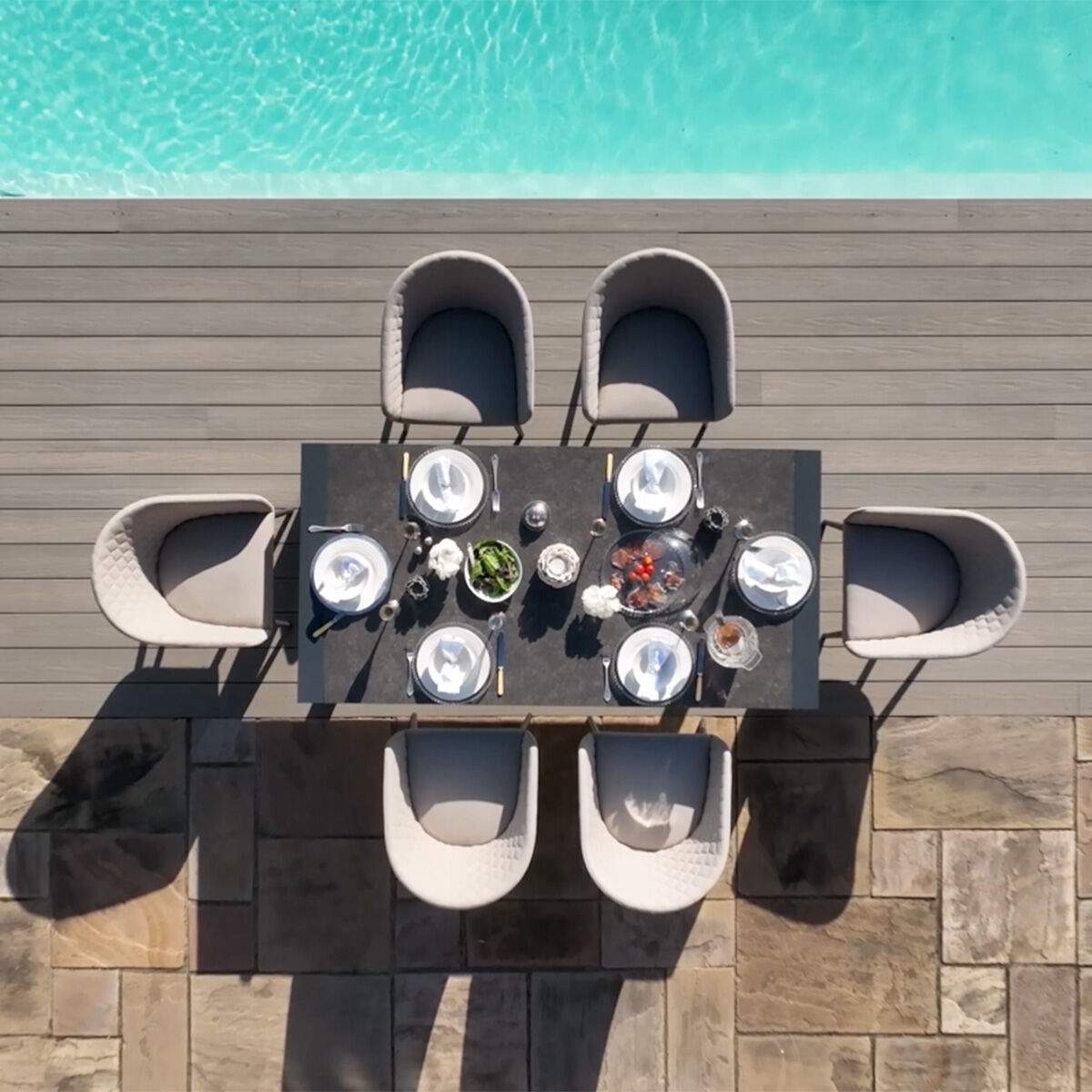 Maze - Outdoor Fabric Ambition 6-10 Seat Extending Dining Set