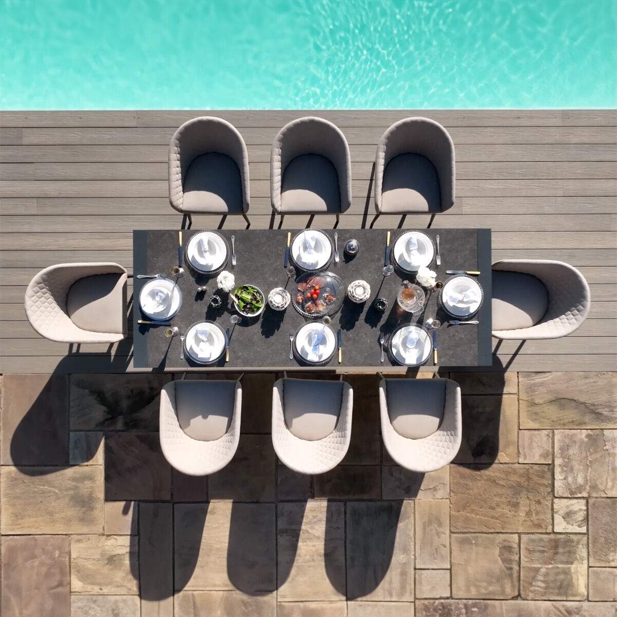 Maze - Outdoor Fabric Ambition 6-10 Seat Extending Dining Set