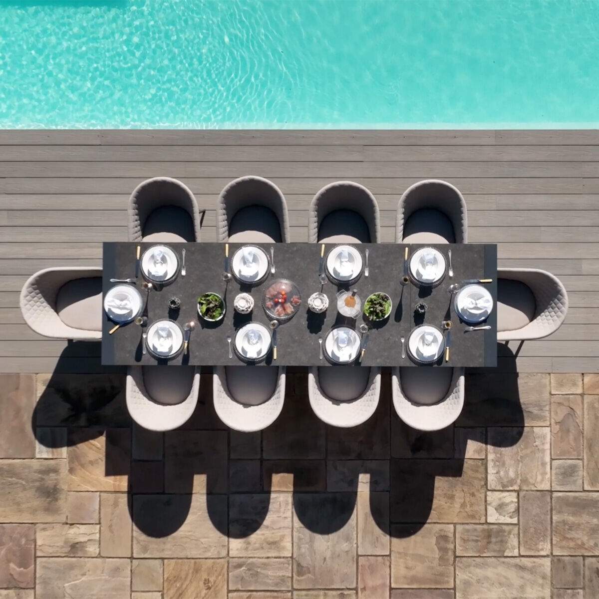 Maze - Outdoor Fabric Ambition 6-10 Seat Extending Dining Set