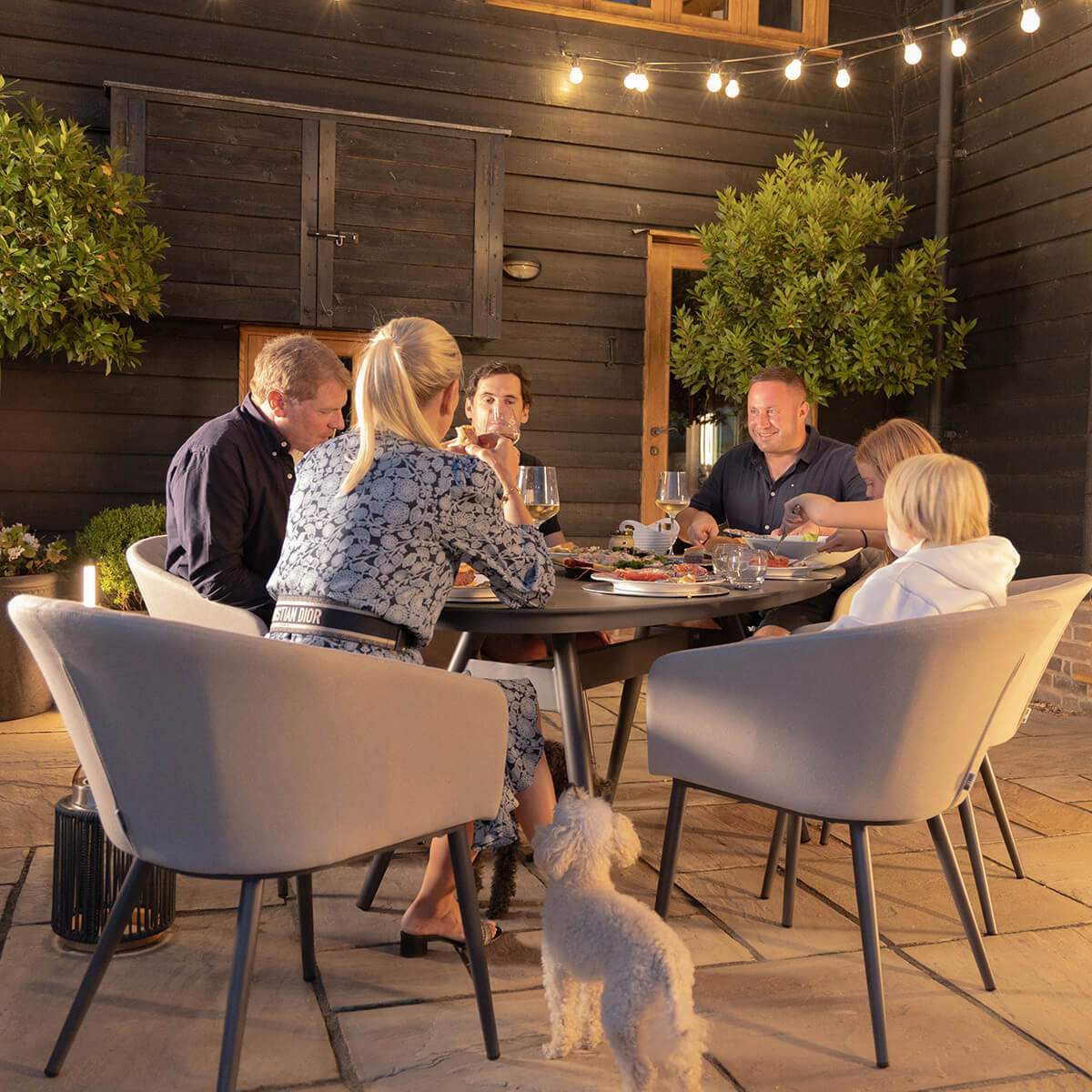 Maze - Outdoor Fabric Ambition 6 Seat Oval Dining Set
