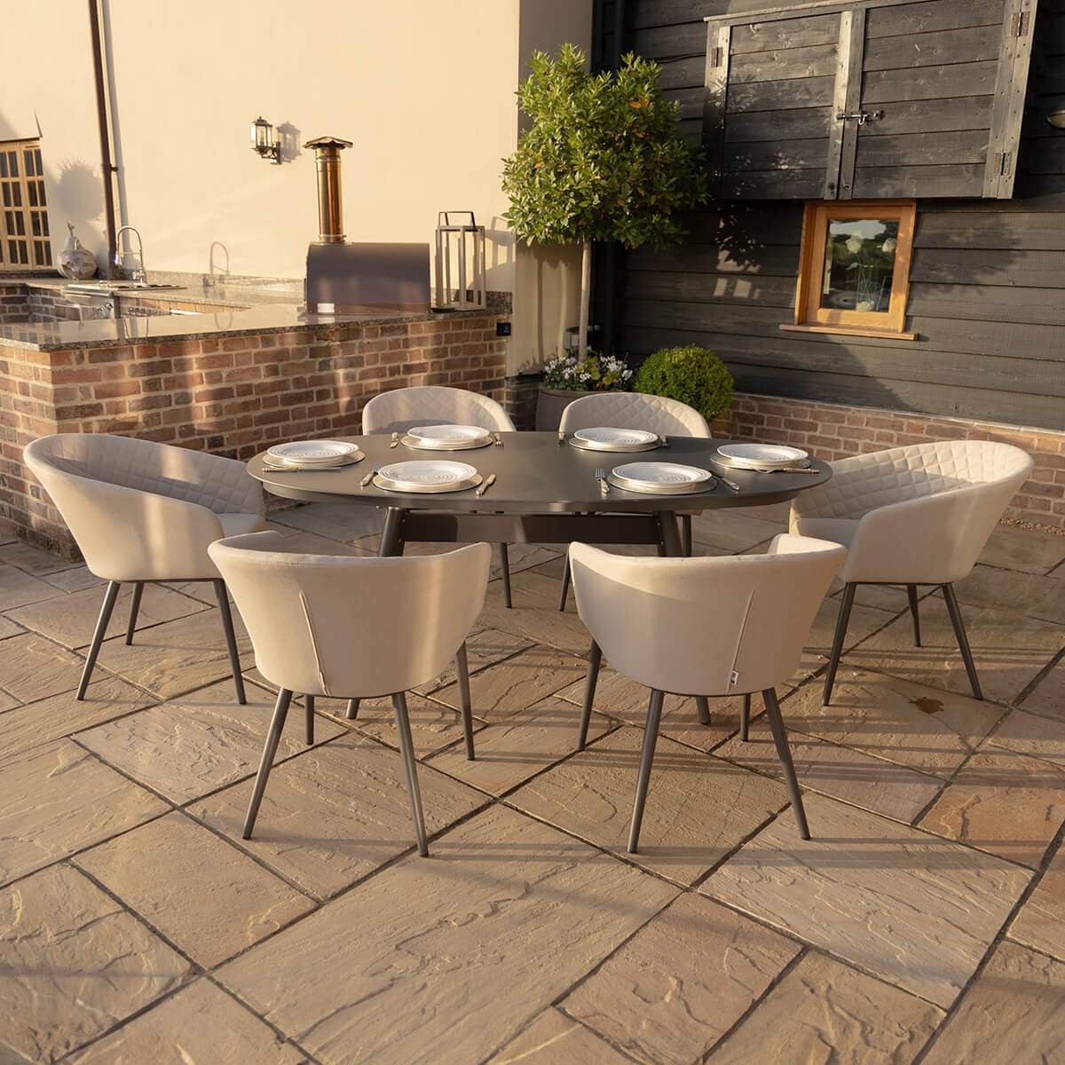 Maze - Outdoor Fabric Ambition 6 Seat Oval Dining Set
