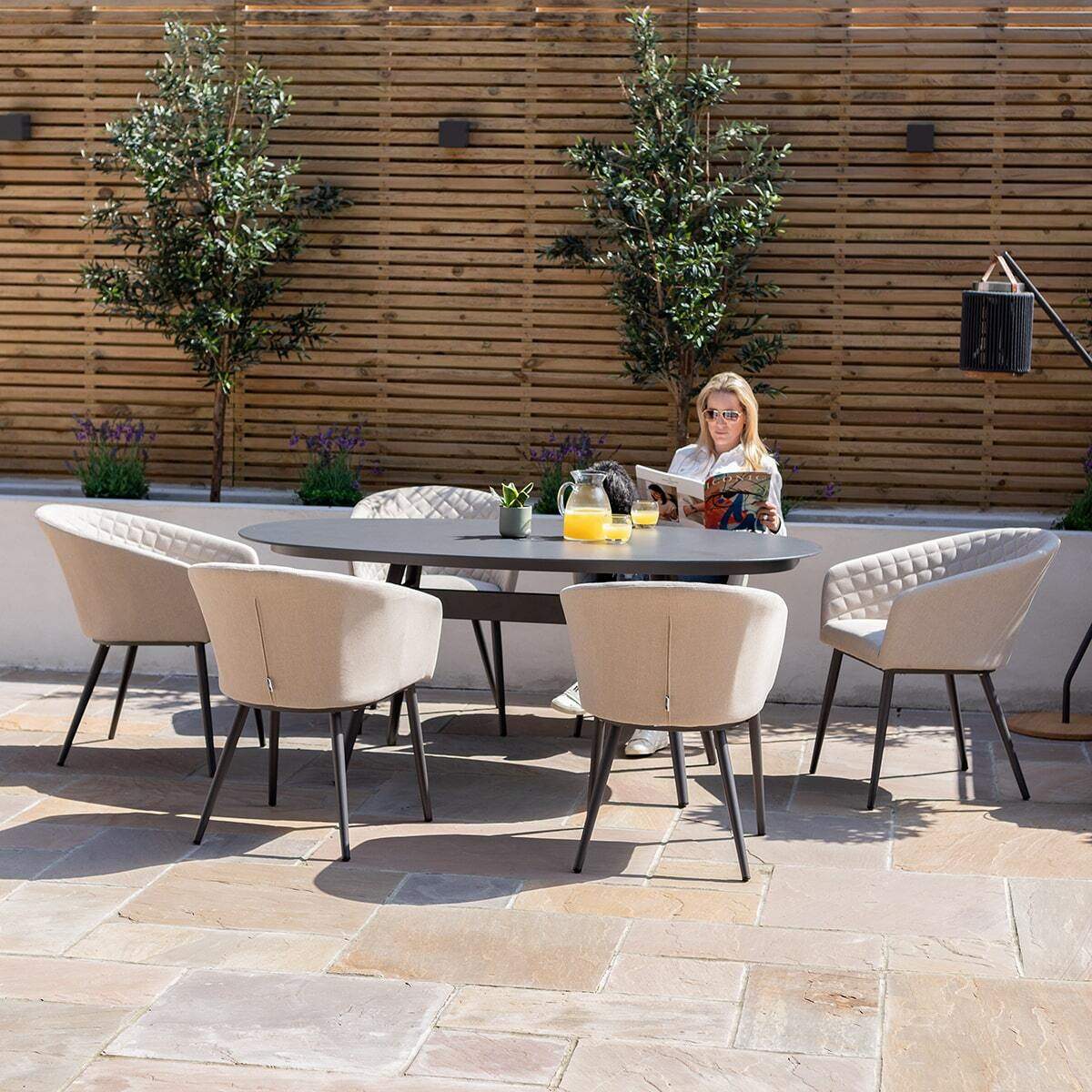 Maze - Outdoor Fabric Ambition 6 Seat Oval Dining Set