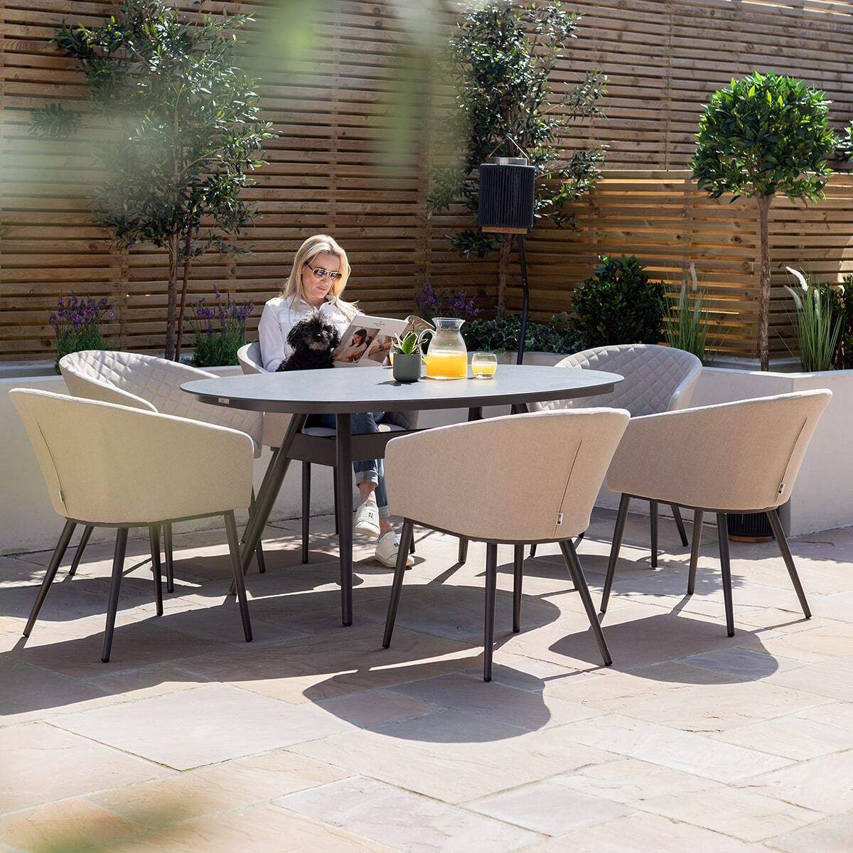 Maze - Outdoor Fabric Ambition 6 Seat Oval Dining Set