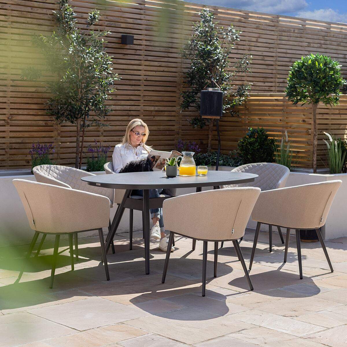 Maze - Outdoor Fabric Ambition 6 Seat Oval Dining Set