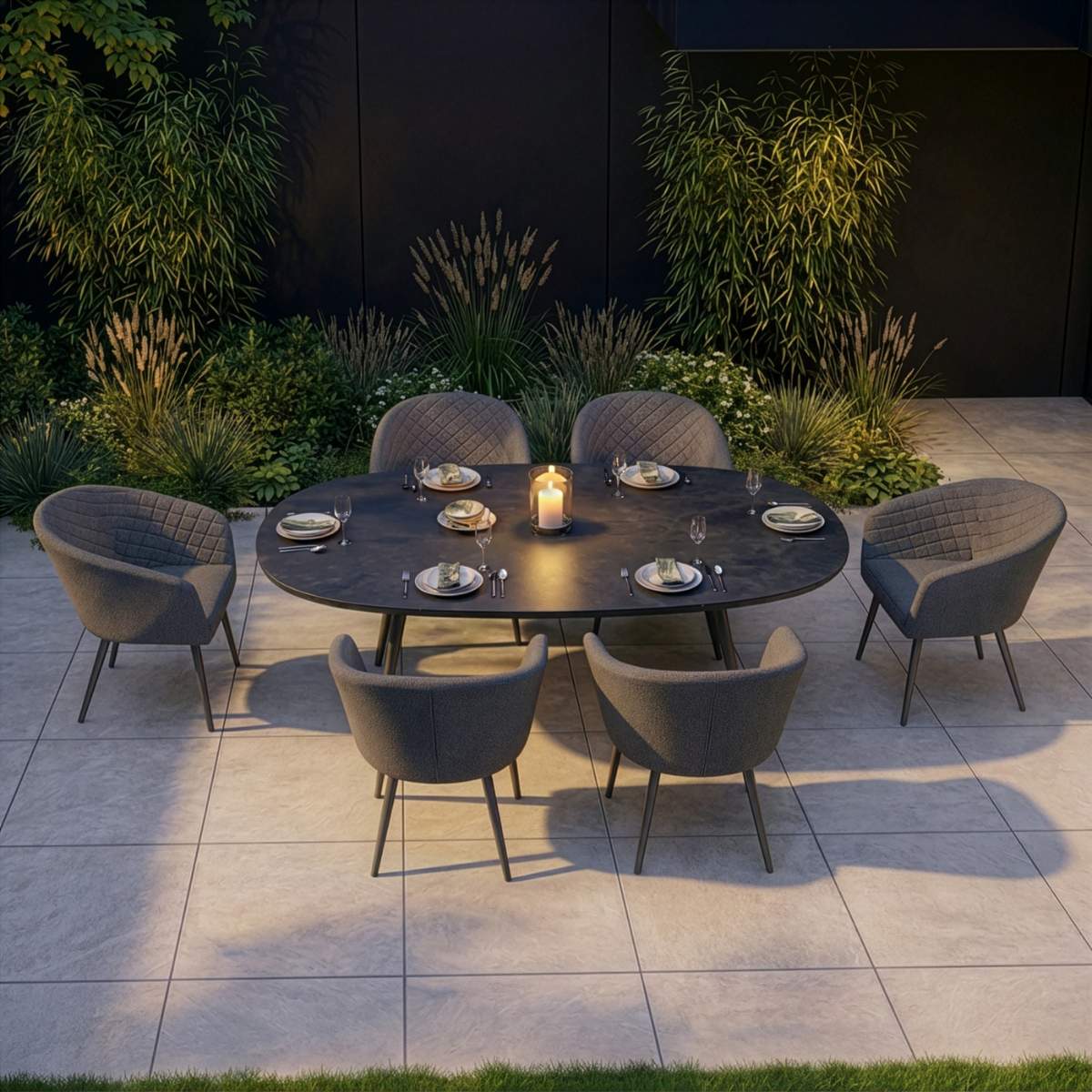 Maze - Outdoor Fabric Ambition 6 Seat Oval Dining Set