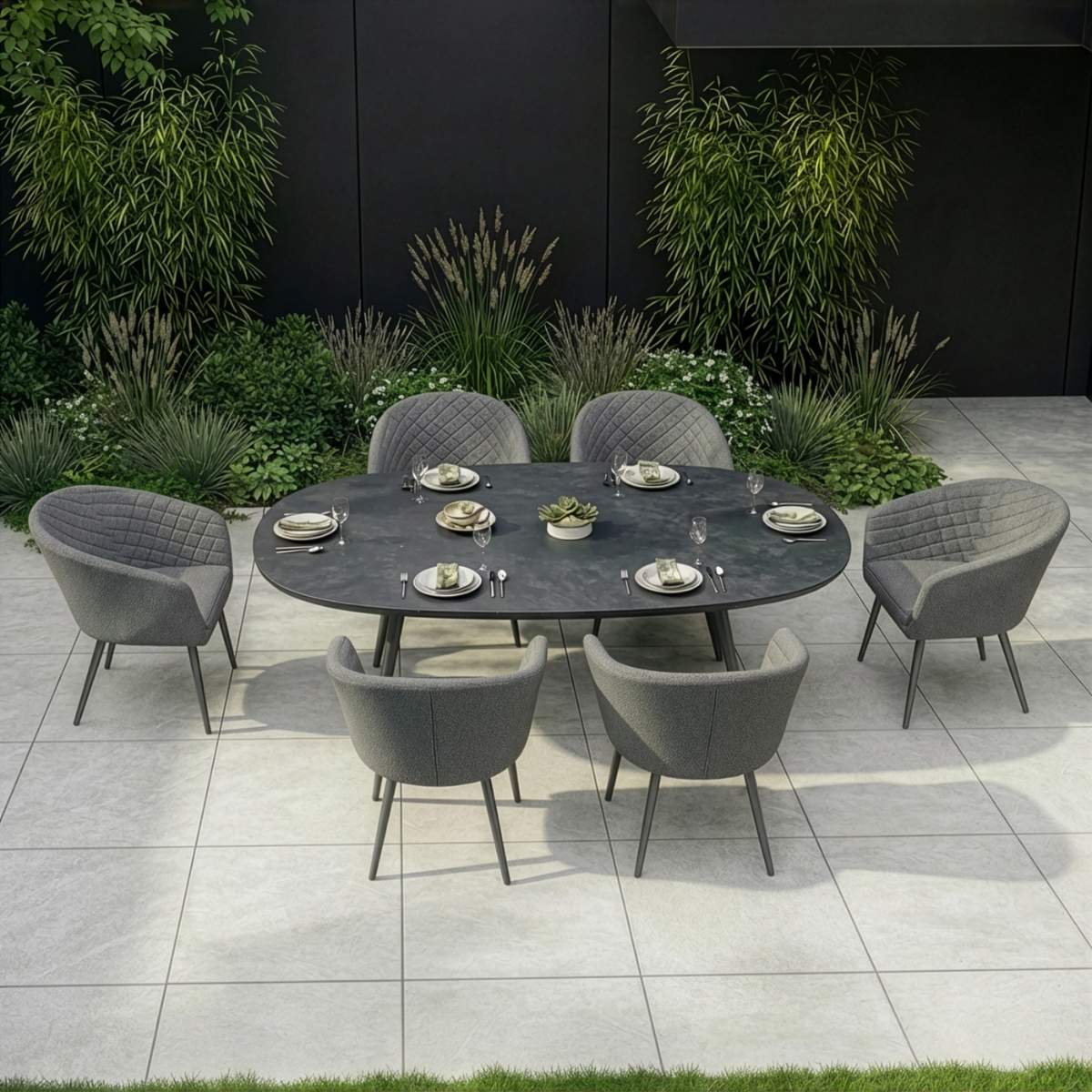 Maze - Outdoor Fabric Ambition 6 Seat Oval Dining Set