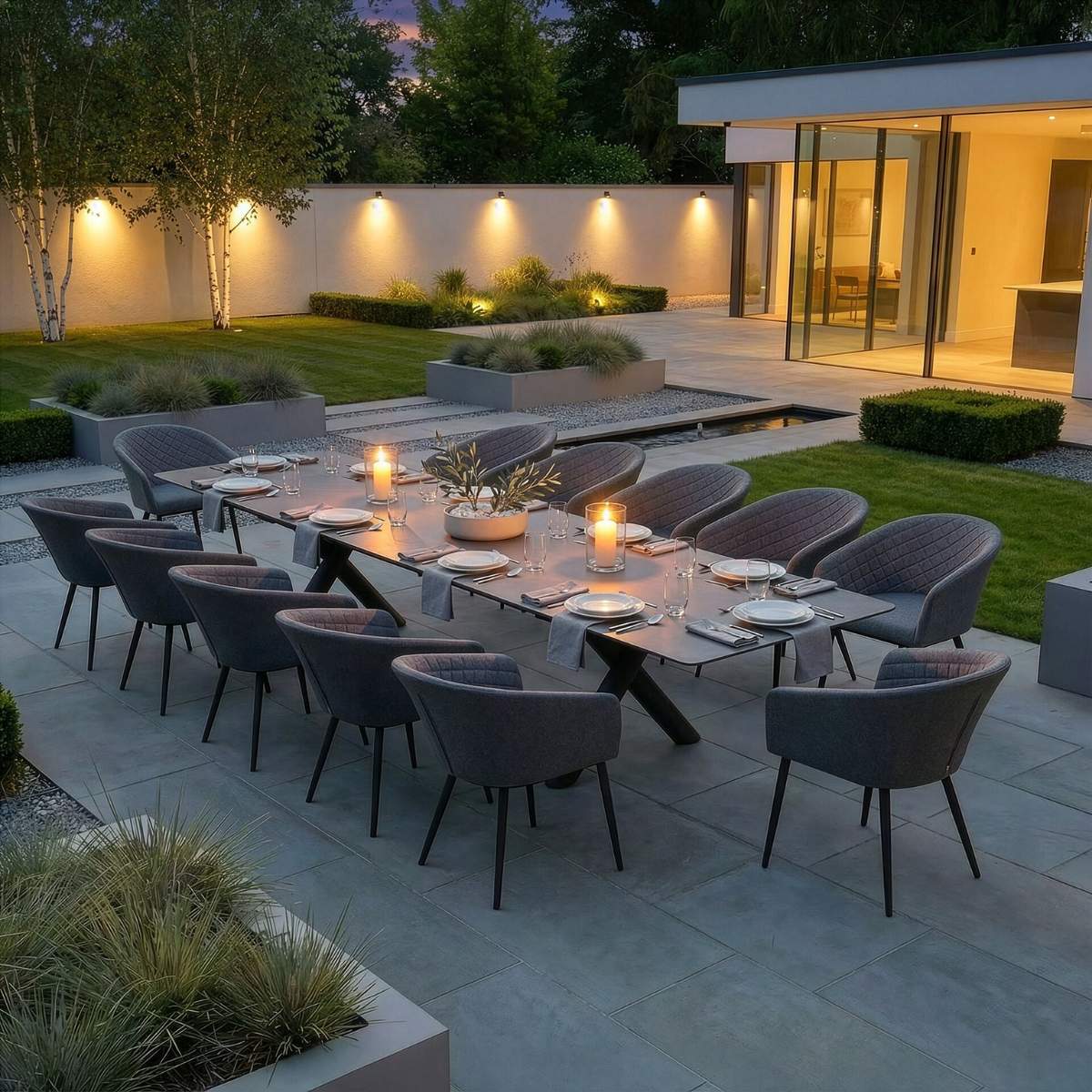 Maze - Outdoor Fabric Ambition 8-12 Seat Maxim Extending Dining Set