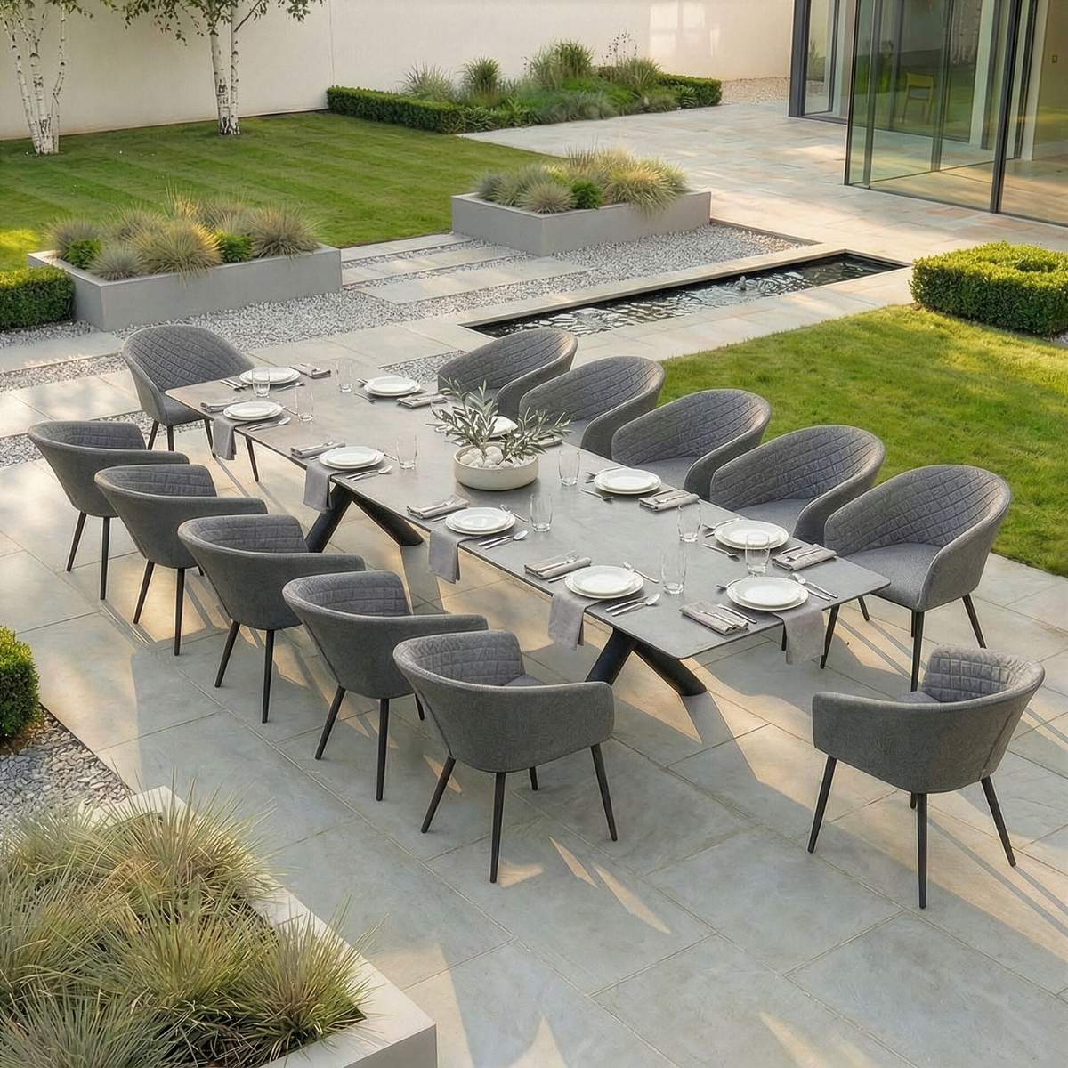 Maze - Outdoor Fabric Ambition 8-12 Seat Maxim Extending Dining Set
