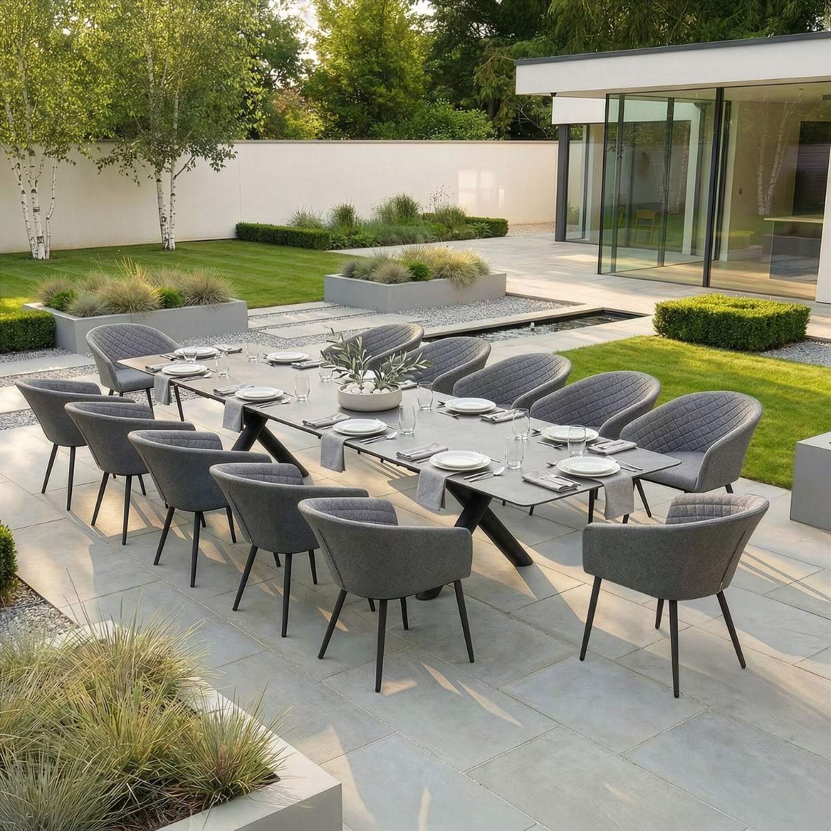 Maze - Outdoor Fabric Ambition 8-12 Seat Maxim Extending Dining Set