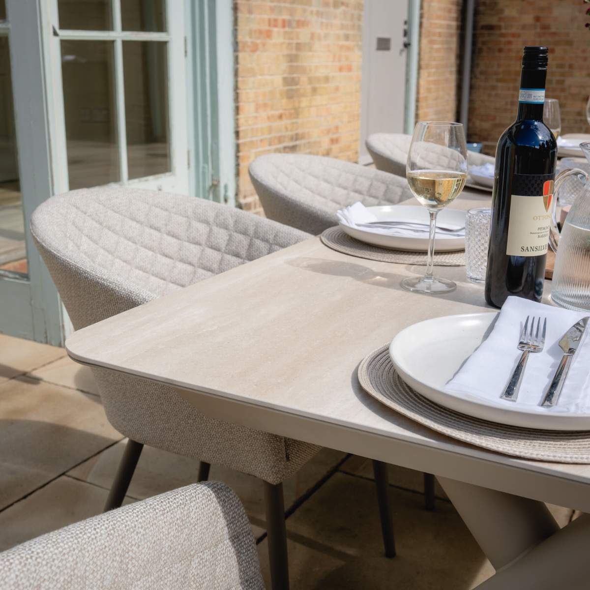 Maze - Outdoor Fabric Ambition 8-12 Seat Maxim Extending Dining Set