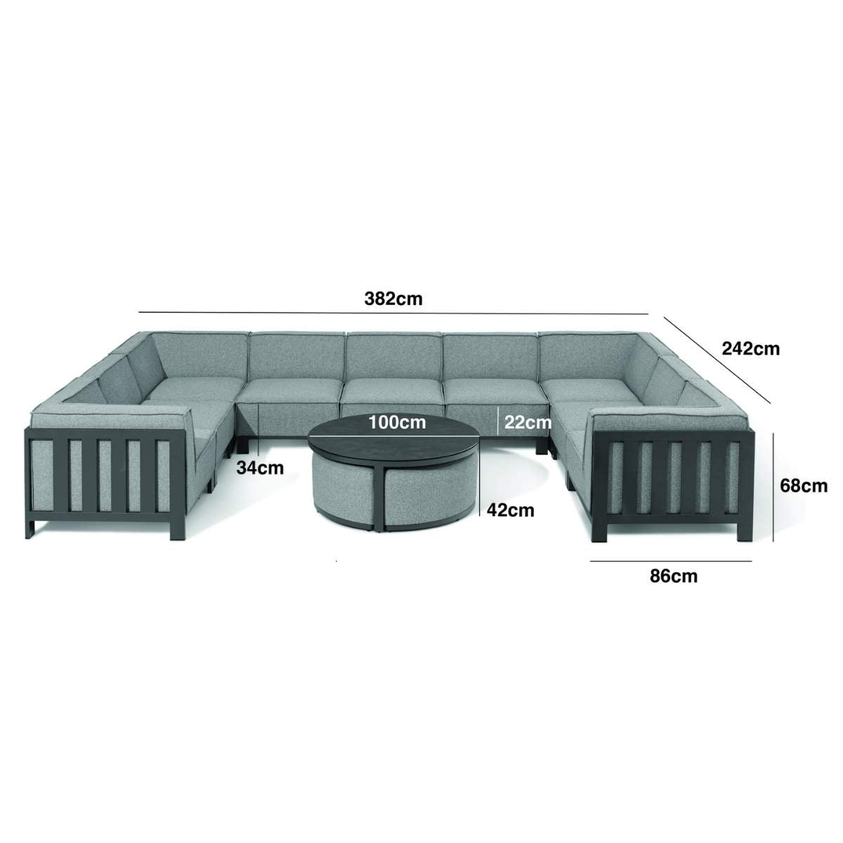 Maze - Outdoor Fabric Ibiza U Shape Sofa Set