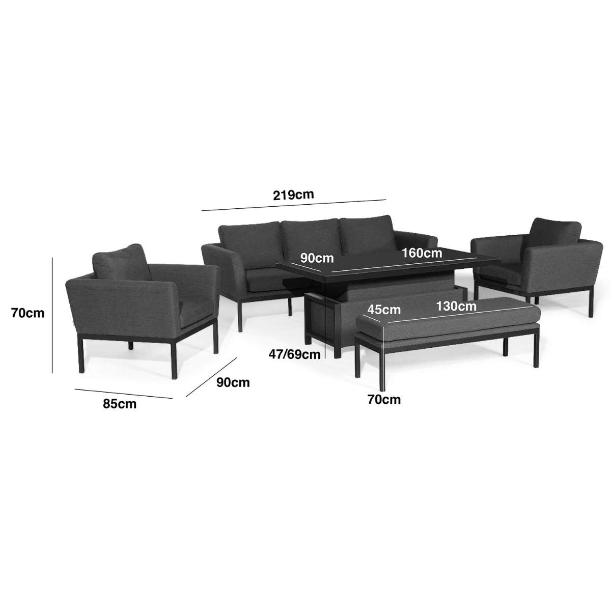 Maze - Outdoor Fabric Pulse 3 Seat Sofa Set