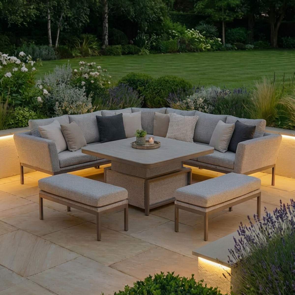 Maze - Outdoor Fabric Pulse Deluxe Square Corner Dining Set