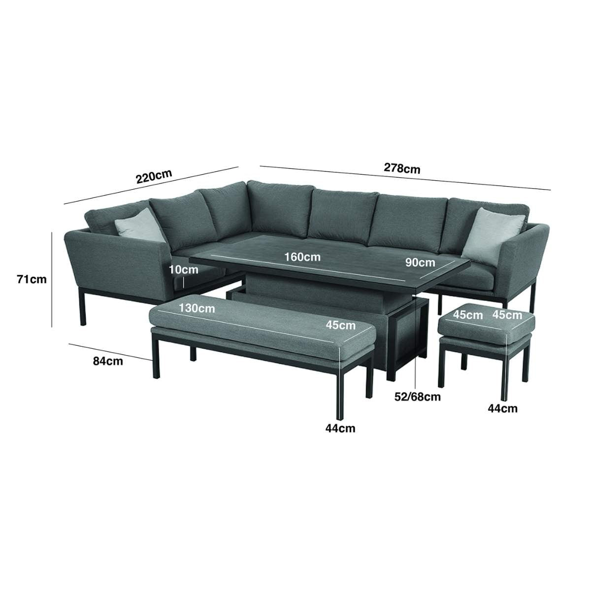 Maze - Outdoor Fabric Pulse Rectangular Corner Dining Set