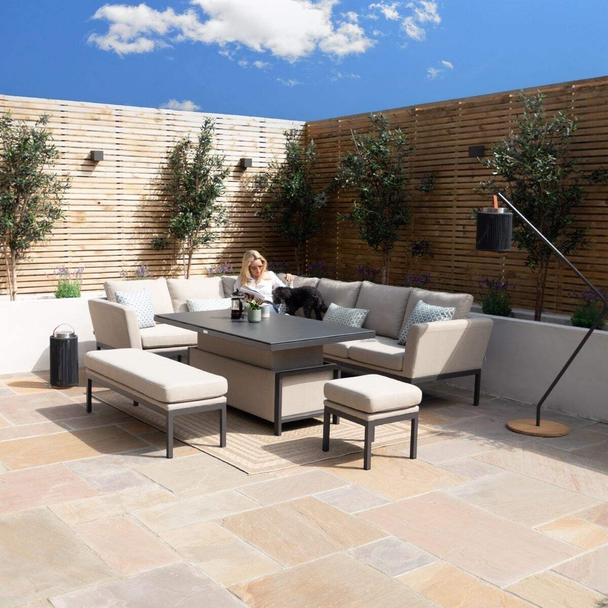 Maze - Outdoor Fabric Pulse Rectangular Corner Dining Set