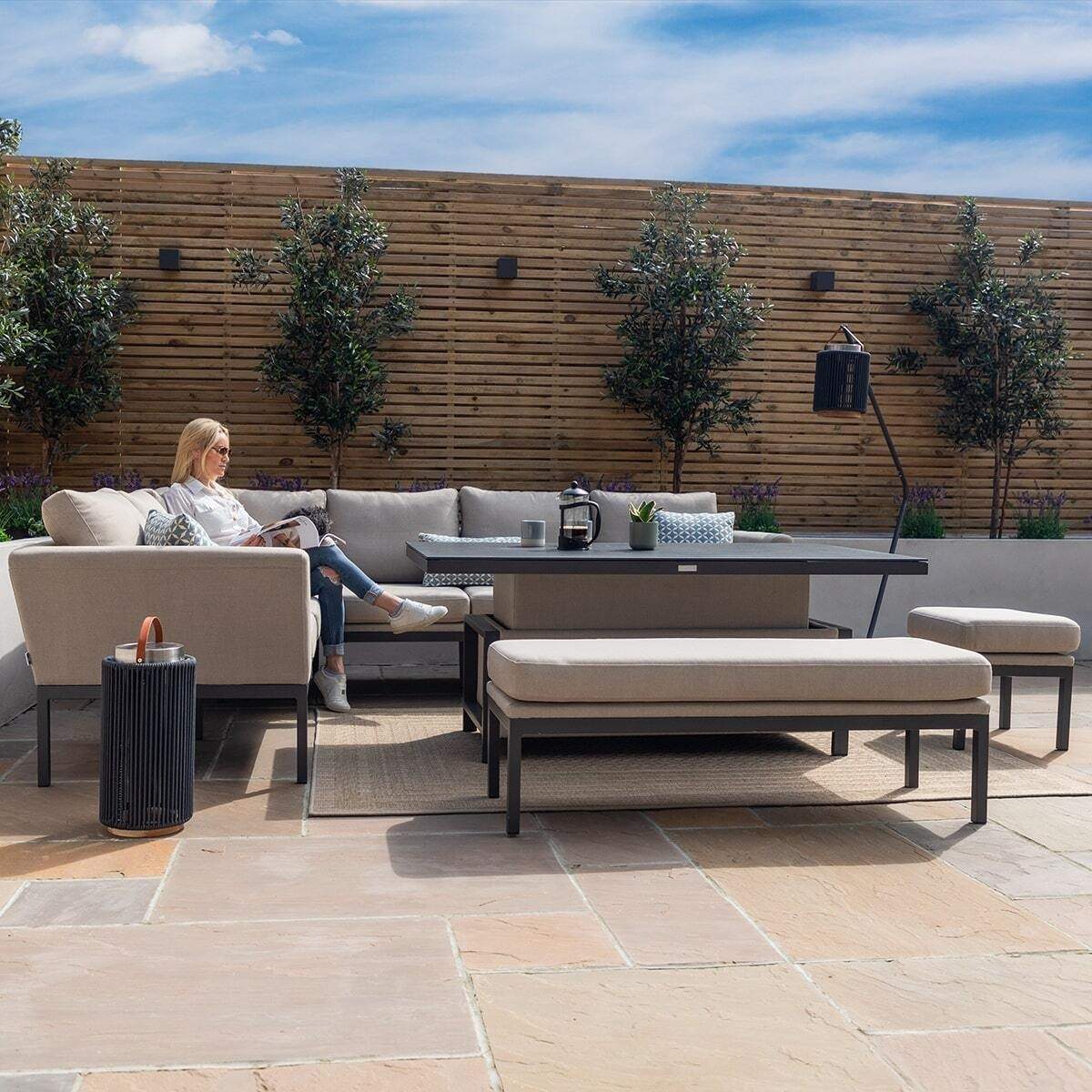 Maze - Outdoor Fabric Pulse Rectangular Corner Dining Set