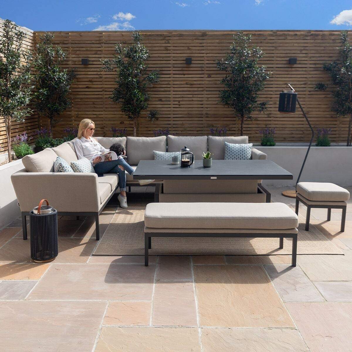 Maze - Outdoor Fabric Pulse Rectangular Corner Dining Set