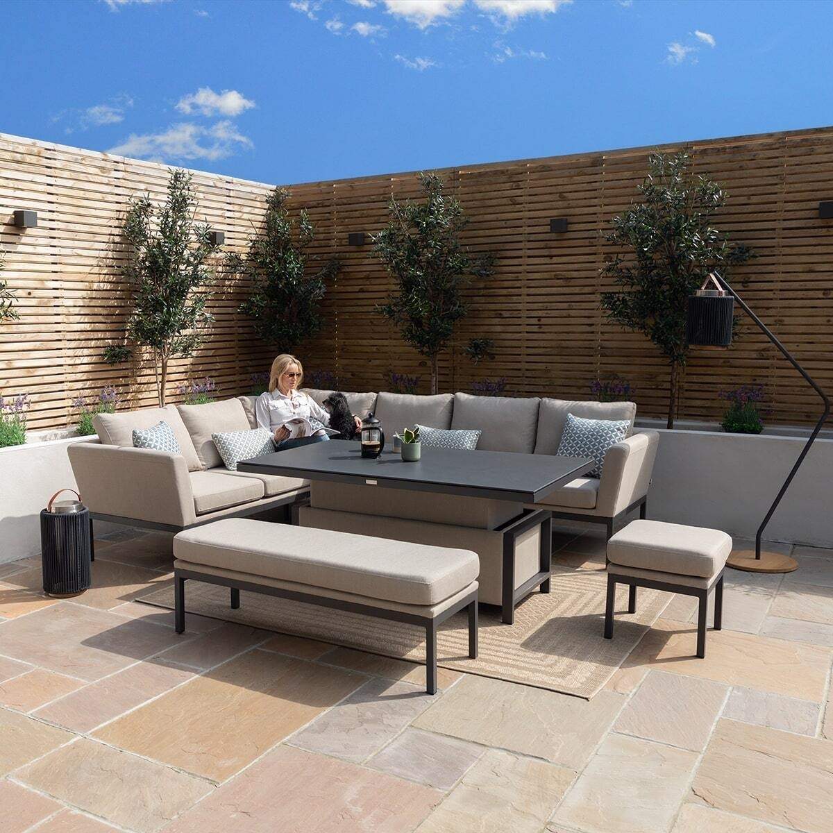 Maze - Outdoor Fabric Pulse Rectangular Corner Dining Set