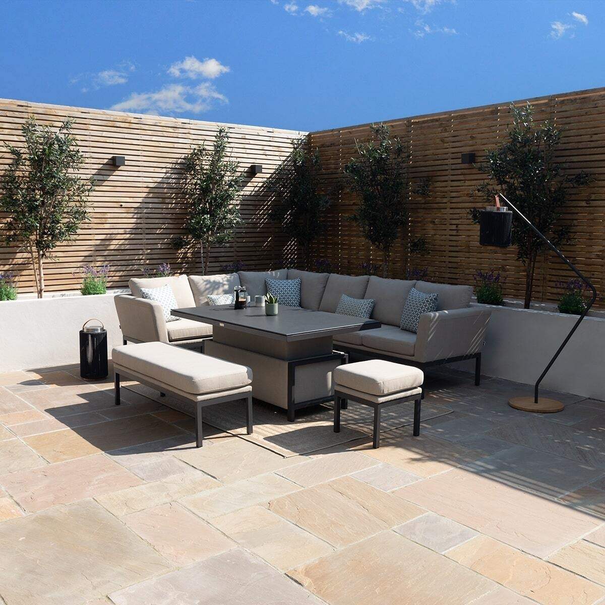 Maze - Outdoor Fabric Pulse Rectangular Corner Dining Set