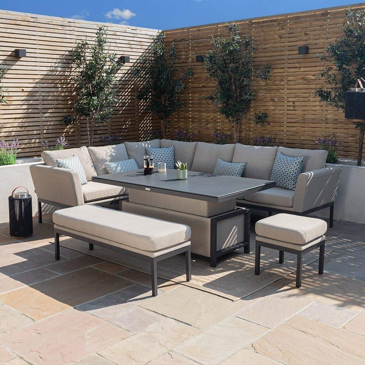 Maze - Outdoor Fabric Pulse Rectangular Corner Dining Set