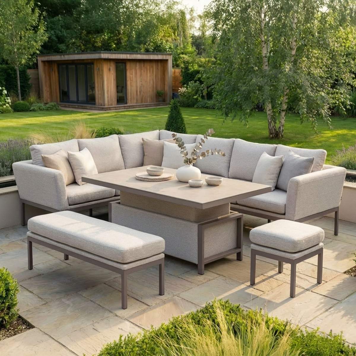 Maze - Outdoor Fabric Pulse Rectangular Corner Dining Set