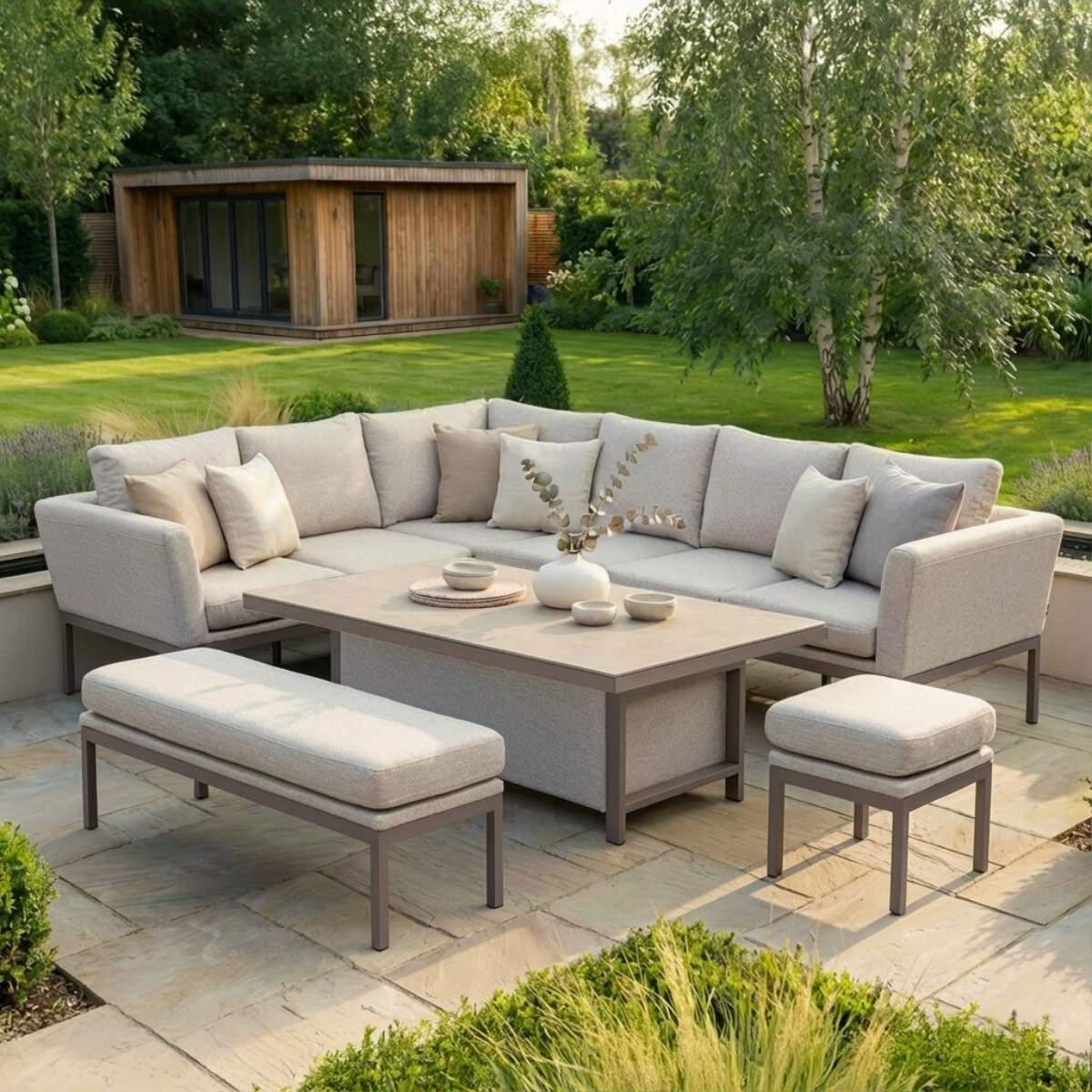 Maze - Outdoor Fabric Pulse Rectangular Corner Dining Set