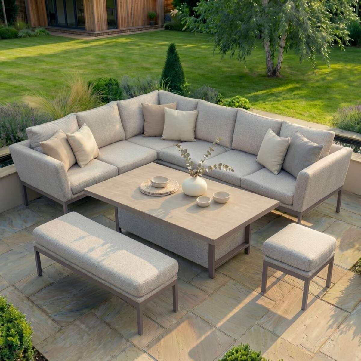 Maze - Outdoor Fabric Pulse Rectangular Corner Dining Set