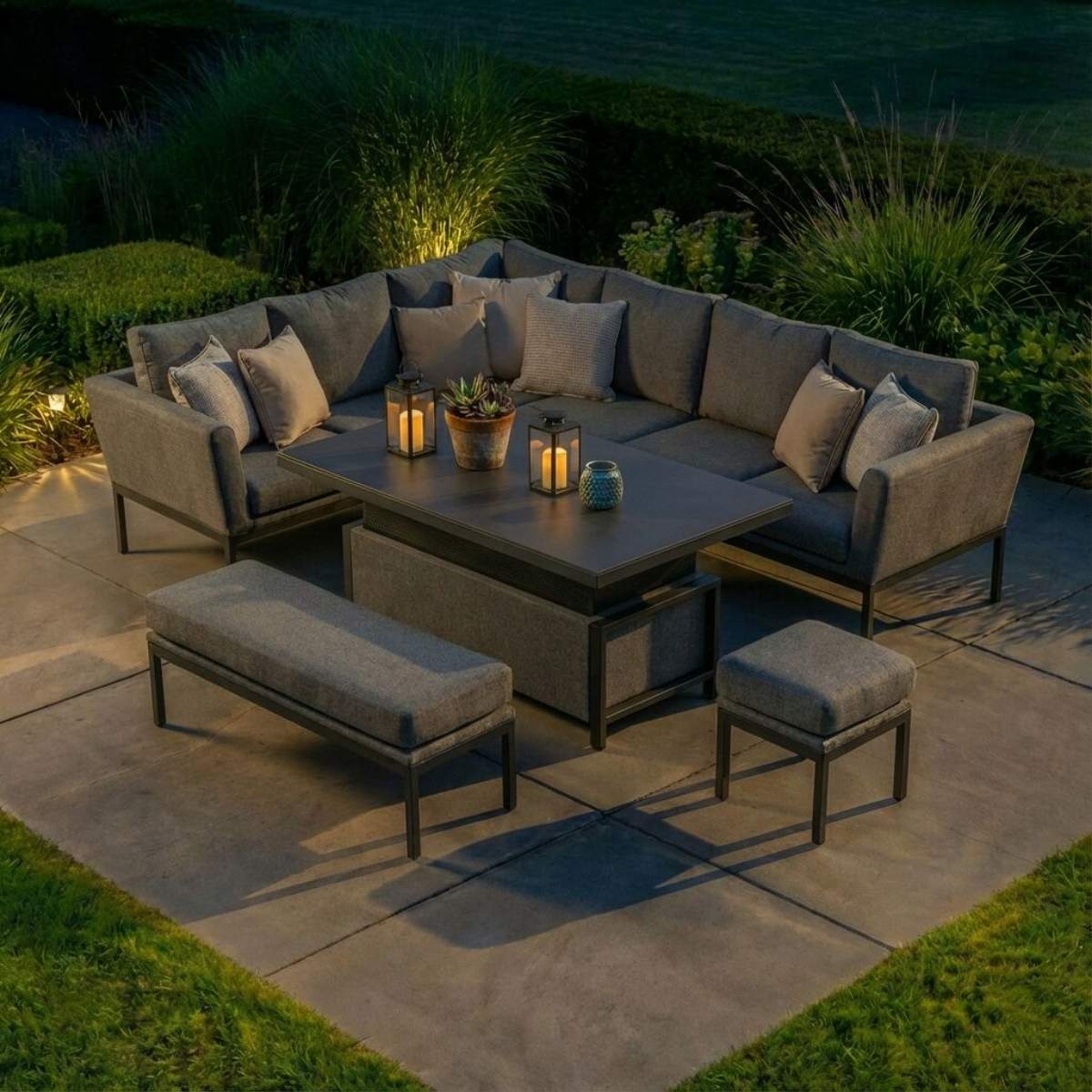 Maze - Outdoor Fabric Pulse Rectangular Corner Dining Set