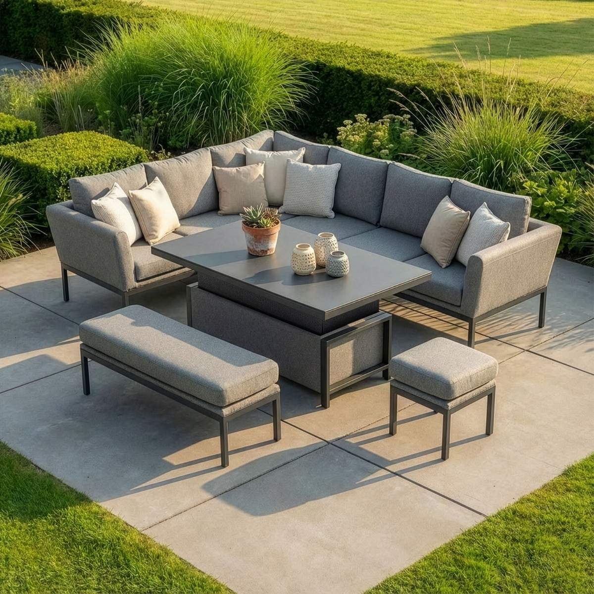 Maze - Outdoor Fabric Pulse Rectangular Corner Dining Set