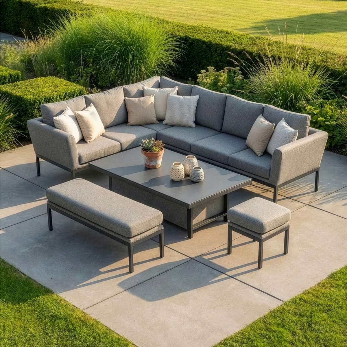 Maze - Outdoor Fabric Pulse Rectangular Corner Dining Set
