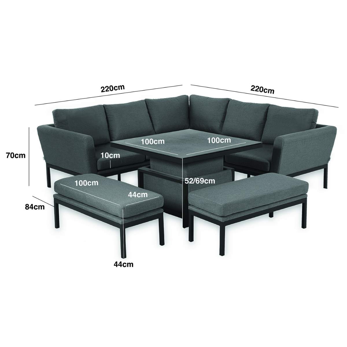 Maze - Outdoor Fabric Pulse Square Corner Dining Set